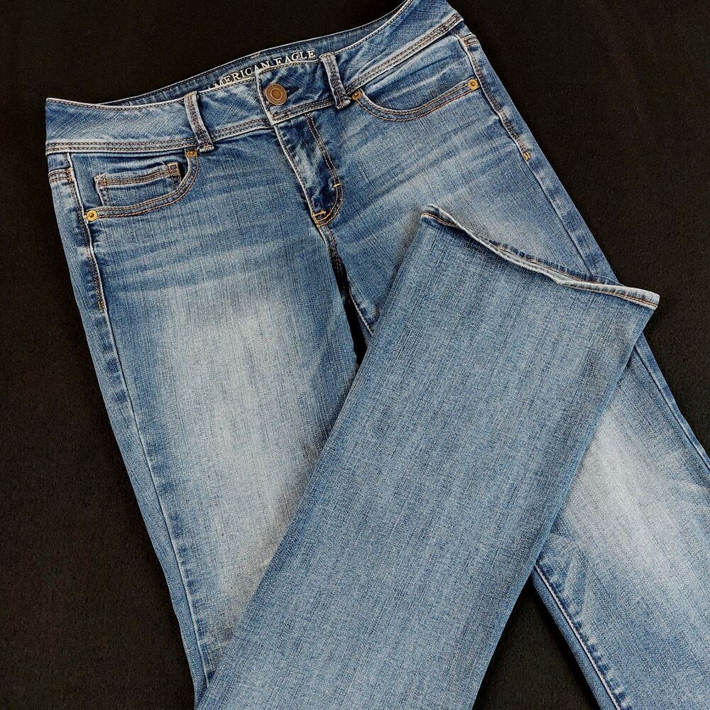 American Eagle Kick Boot Super Stretch Jeans Women's 8R (Fit 31x31) Blue